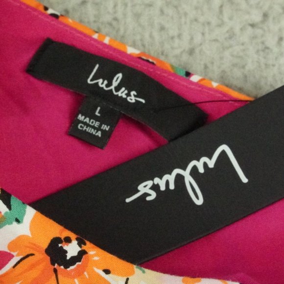 Lulu’s Garden Floral One-Shoulder Faux-Wrap Mini Dress Womens Large - Picture 7 of 15